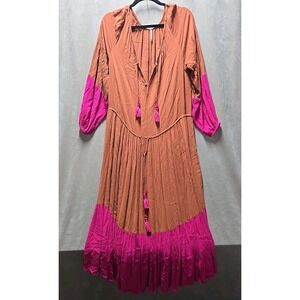 Free‎ People I've Gotta Be Free Maxi Dress Brown Magenta XS